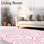 Abstract Pink Swirls Geometric Pattern Rug
