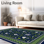 Whimsical Mushroom Floral Garden Motif Rug