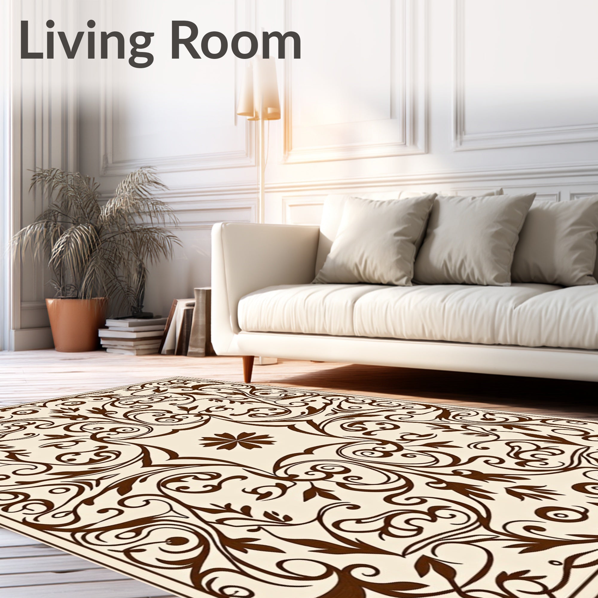 Ornate Floral Medallion Scrollwork Design Rug