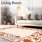 Autumn Leaf Scrollwork Pattern Rug