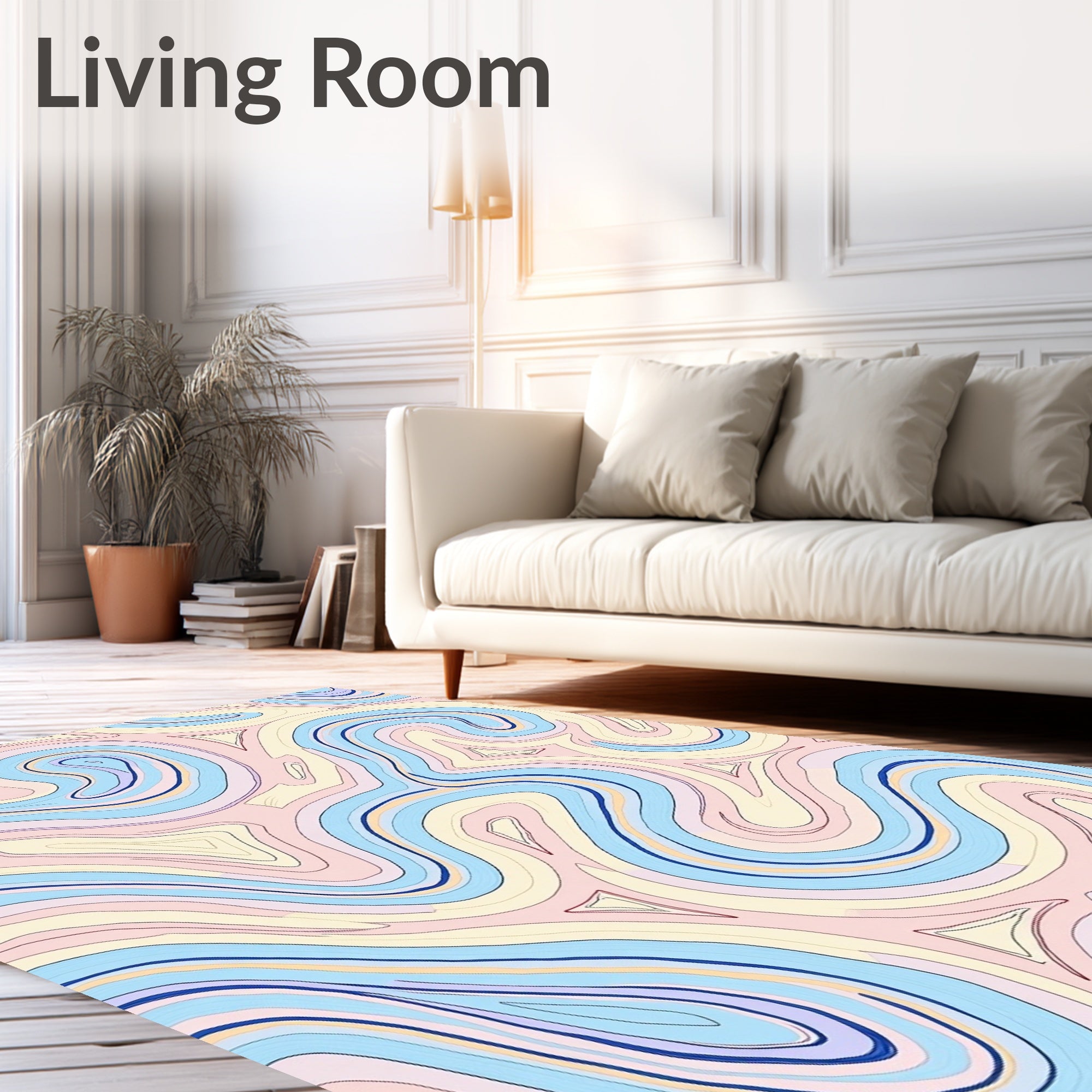 Pastel Swirl Contour Pattern Rug