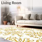 Golden Swirl Floral Baroque Pattern Rug