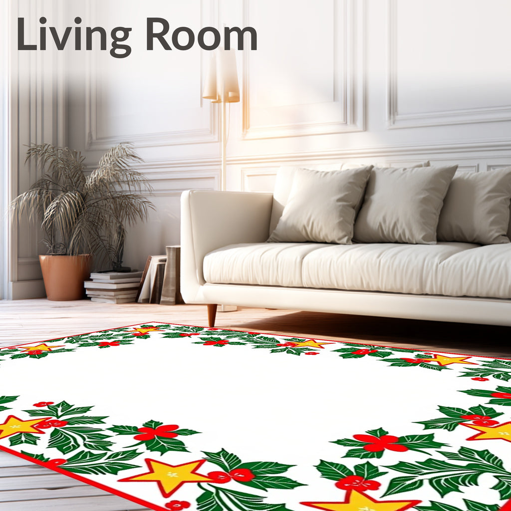 Festive Holly Star Festive Pattern Rug