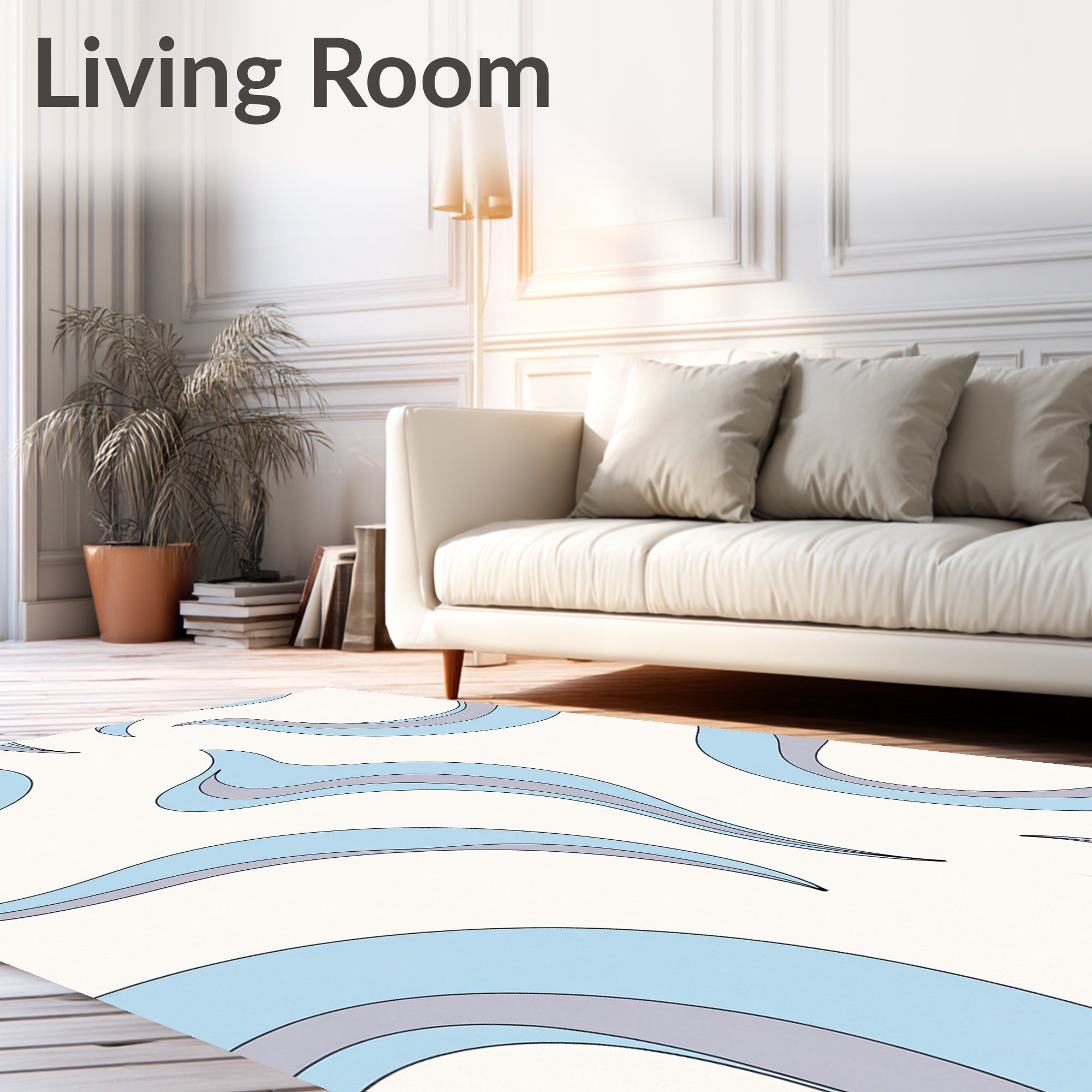 Soft Blue Swirl Pattern Rug