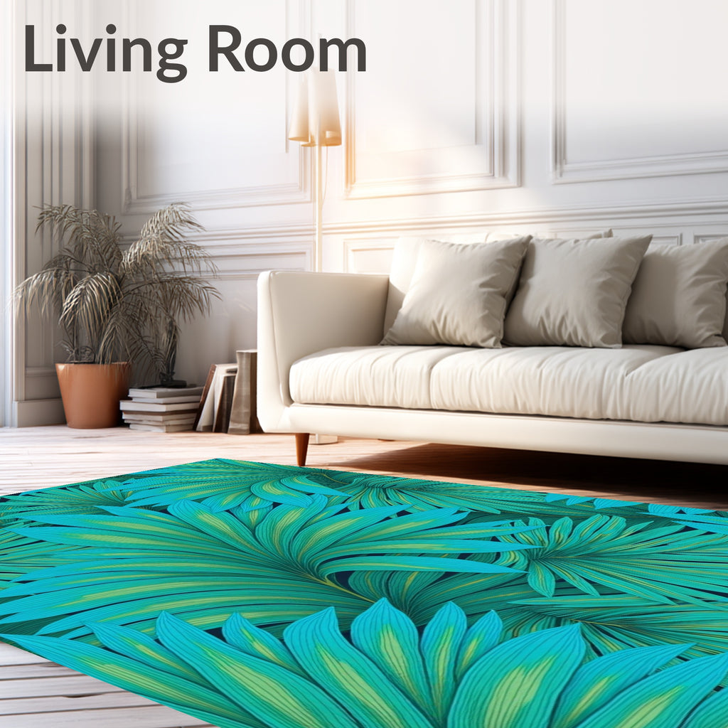 Tropical Leaf Pattern Accent Rug