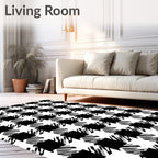 Monochromatic Black White Houndstooth Check Rug