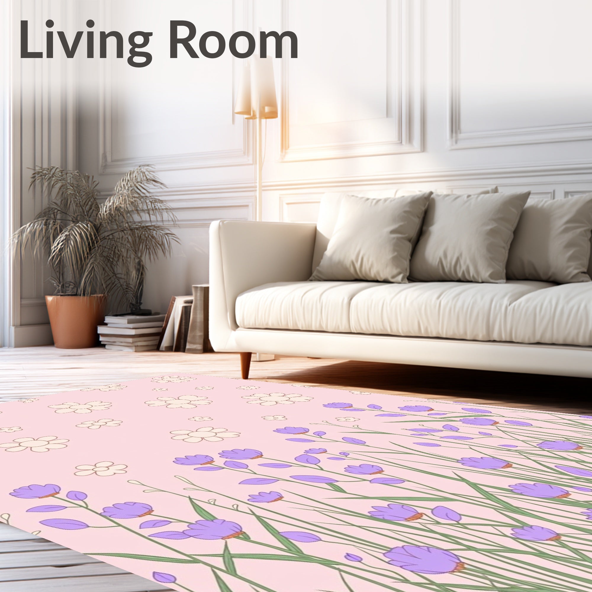 Whimsical Floral Garden Pattern Rug