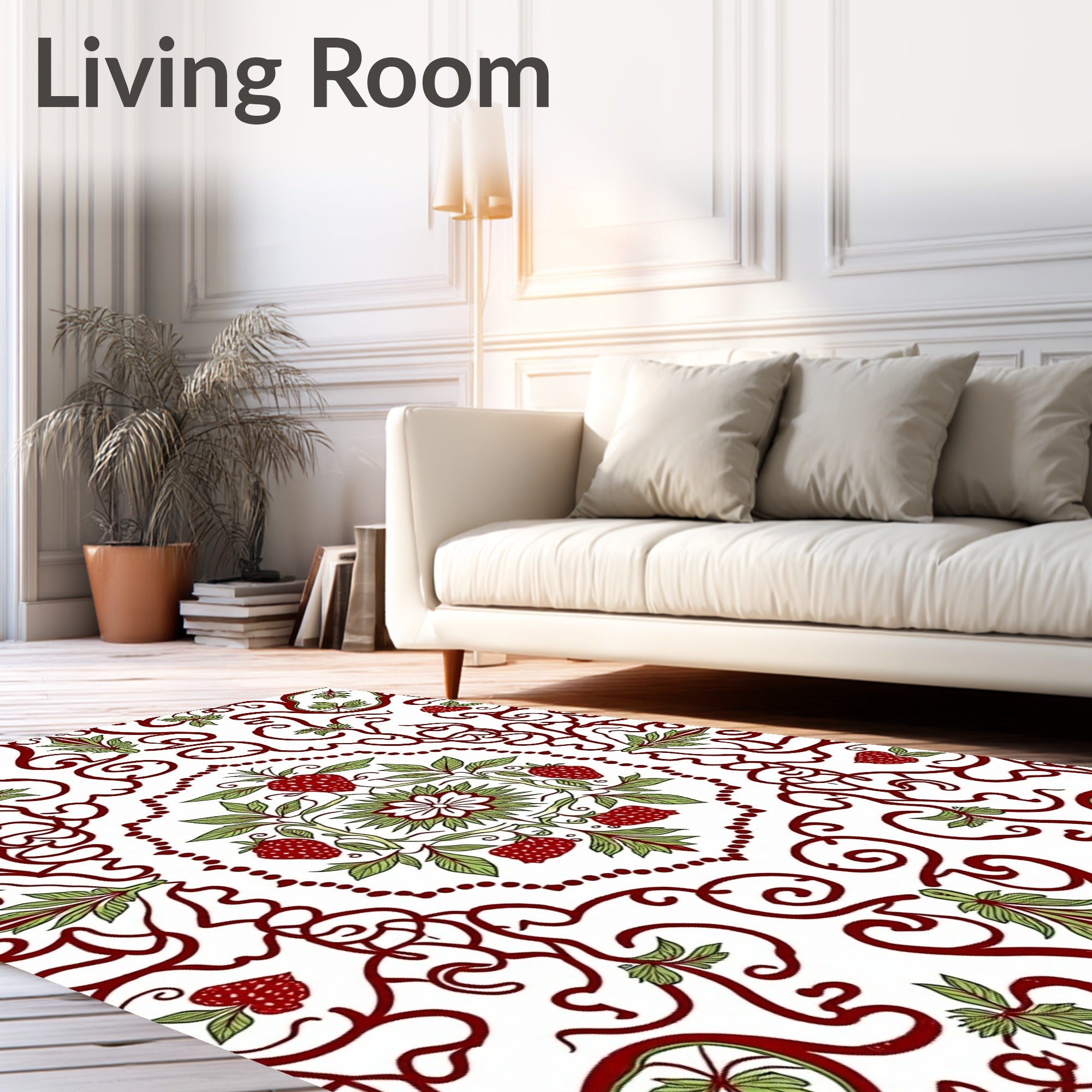 Vine and Strawberry Mandala Pattern Rug