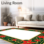 Classic Red Floral Festivity Border Design Rug