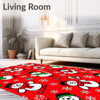 Fun Snowman Snowflake Pattern Design Rug