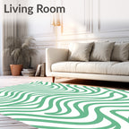 Mint Green Wavy Stripe Pattern Rug