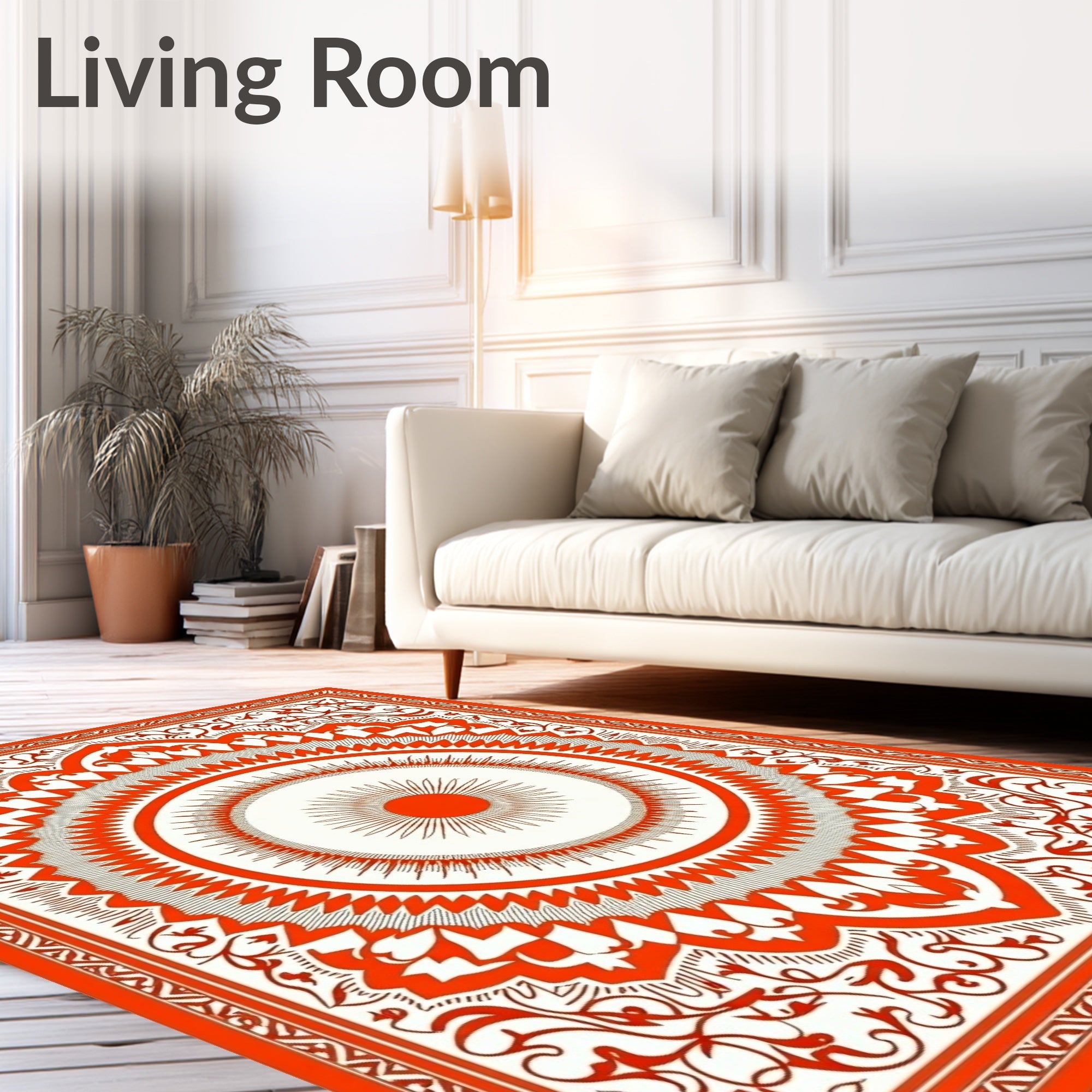 Radiant Sun Mandala Inspired Design Rug
