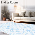 Pale Blue White Starburst Pattern Rug