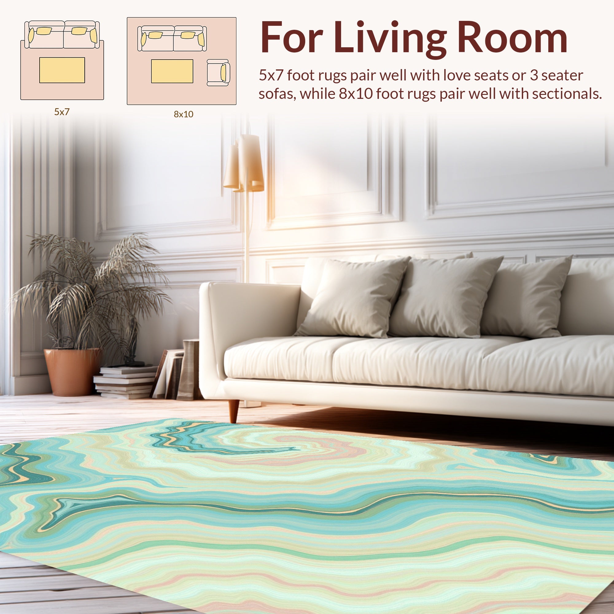 Serene Aqua Striped Agate Pattern Rug