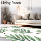 Green Fern Leaf Patterned Rug