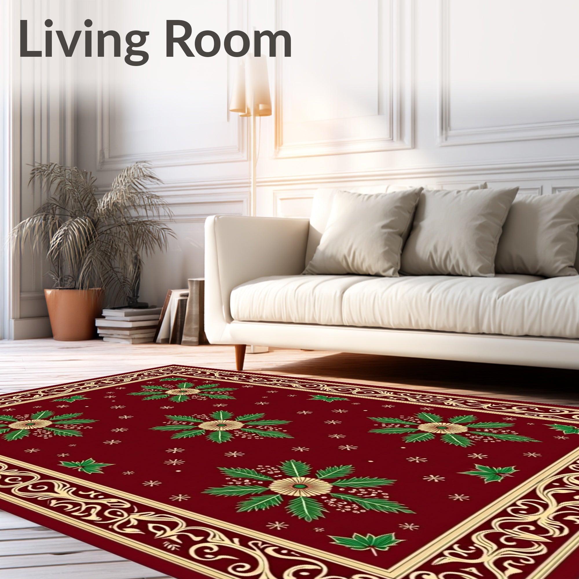 Ornate Floral Snowflake Pattern Rug