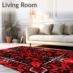 Red Black Bold Symmetric Pattern Rug