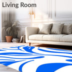 Bold Blue Abstract Organic Pattern Rug