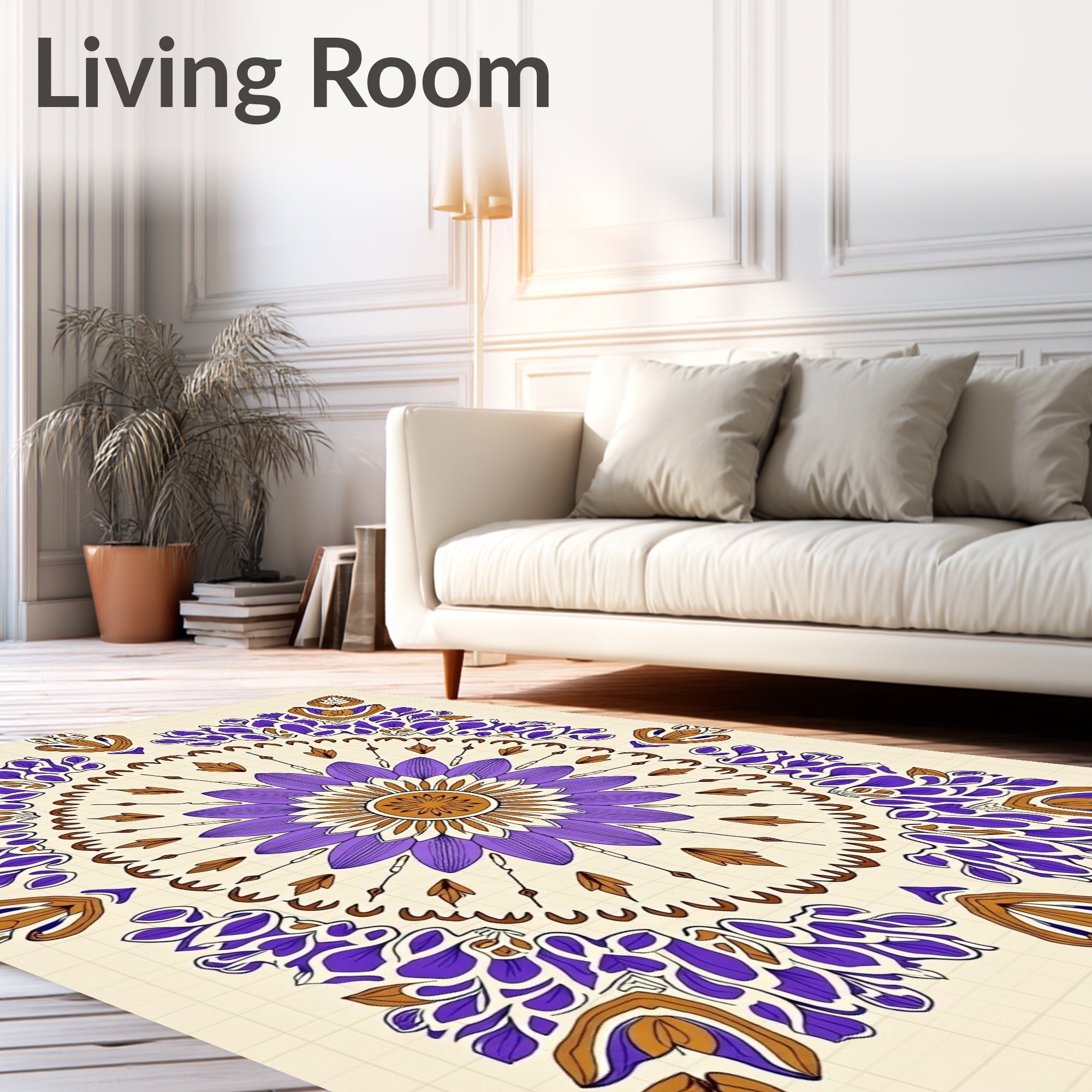 Floral Medallion With Purple Accents Rug