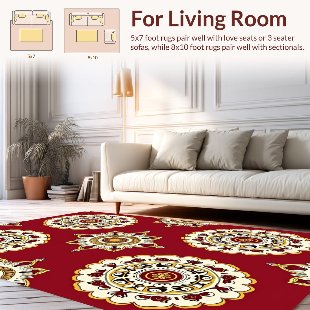 Geometric Floral Mandala Medallion Rug