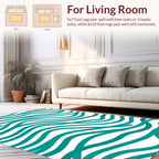 Teal Wavy Stripe Abstract Design Rug