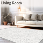 Delicate Gray Floral Mandala Outline Rug