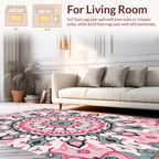 Pink Mandala Floral Geometric Design Rug