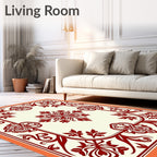Classic Red Floral Medallion Pattern Rug