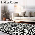 Mandala Symmetry Black And White Design Rug