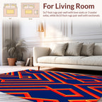 Bold Red Orange Geometric Pattern Rug