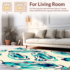 Freeform Abstract Teal Navy Design Rug