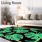 Bold Green Tropical Monstera Leaves Rug