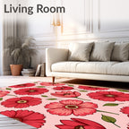 Red Floral Petal Pattern Design Rug