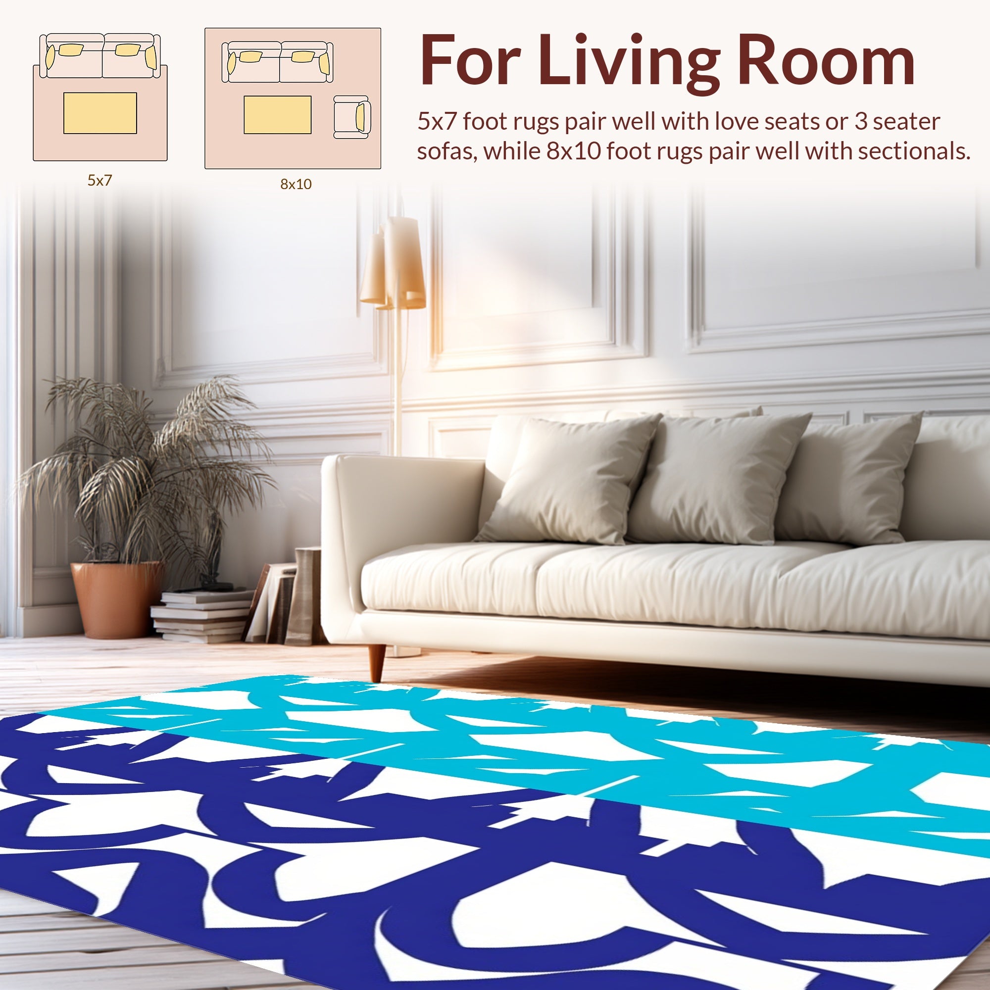 Geometric Blue Cyan Pattern Design Rug