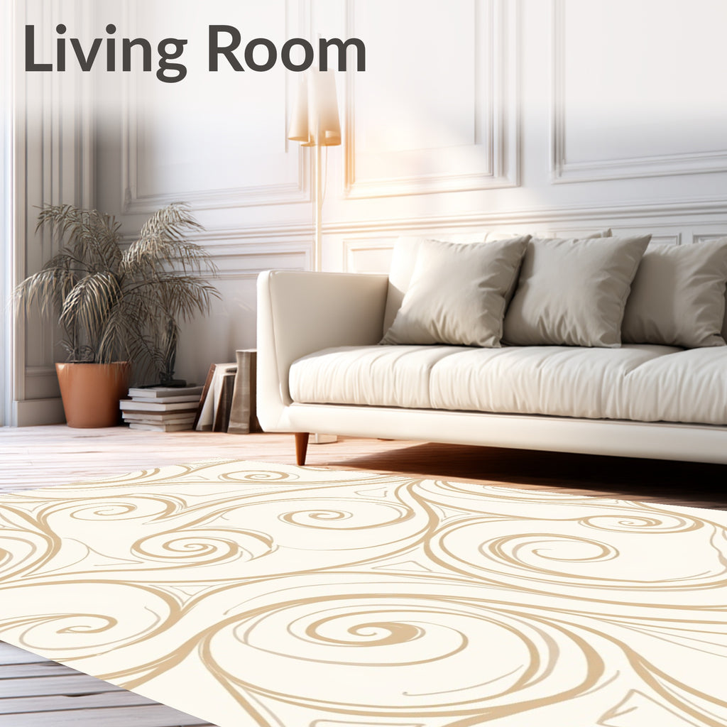 Elegant Swirls Beige Pattern Rug