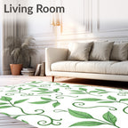 Delicate Green Vine Leaf Pattern Rug