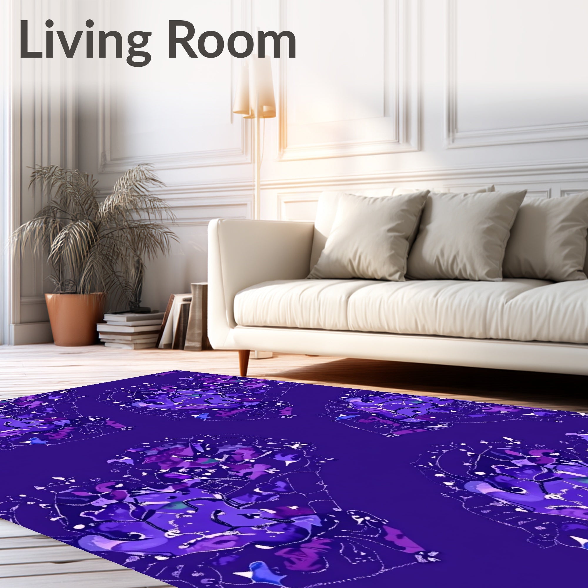 Abstract Purple Floral Splash Design Rug