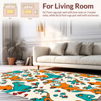 Whimsical Orange Teal Creature Pattern Rug