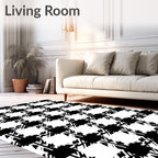 Classic Black White Checkered Pattern Rug