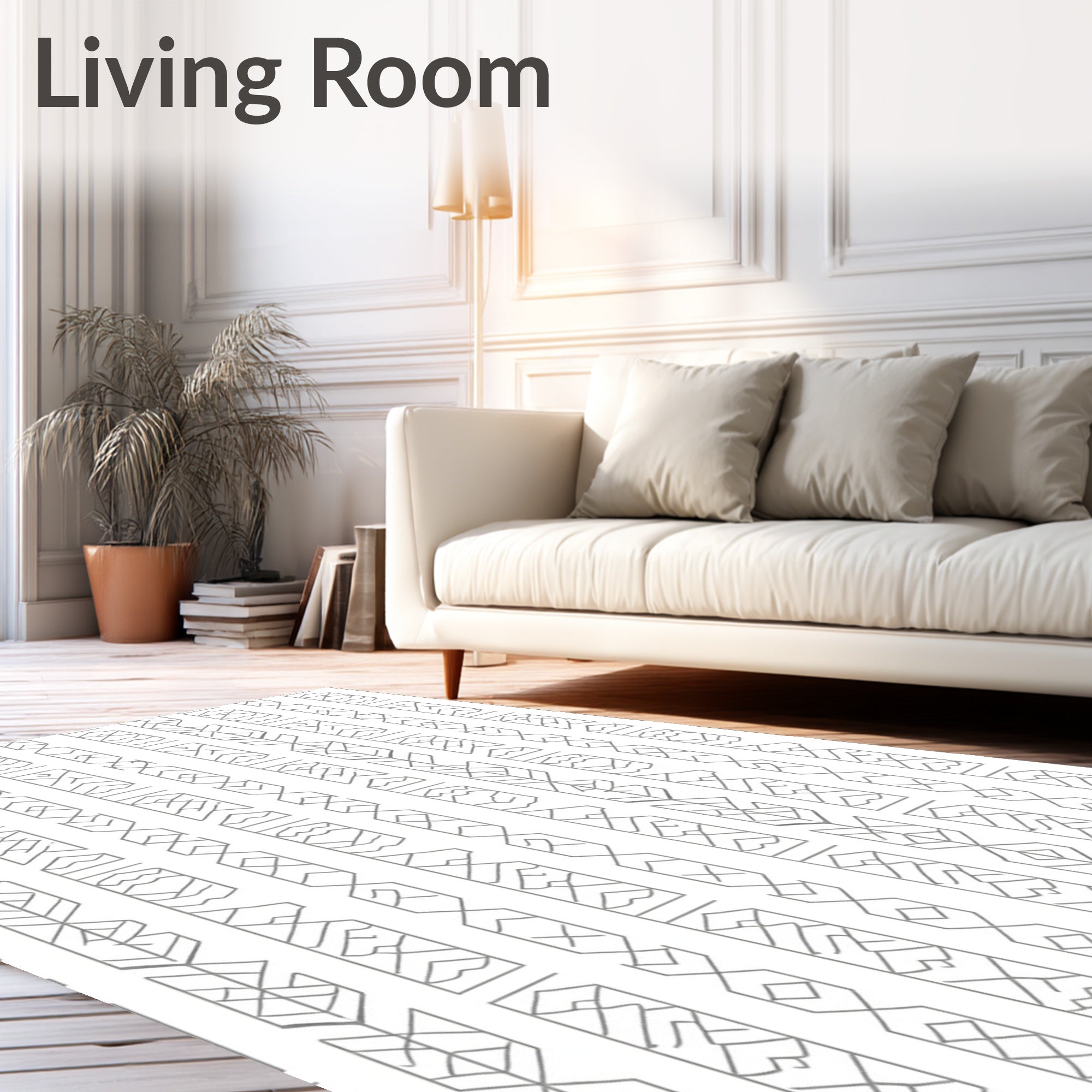 Minimalist Interlocking Geometric Stripe Design Rug