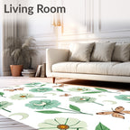 Whimsical Floral Moon Pattern Rug