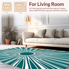 Radiating Teal Sunburst Graphic Design Rug