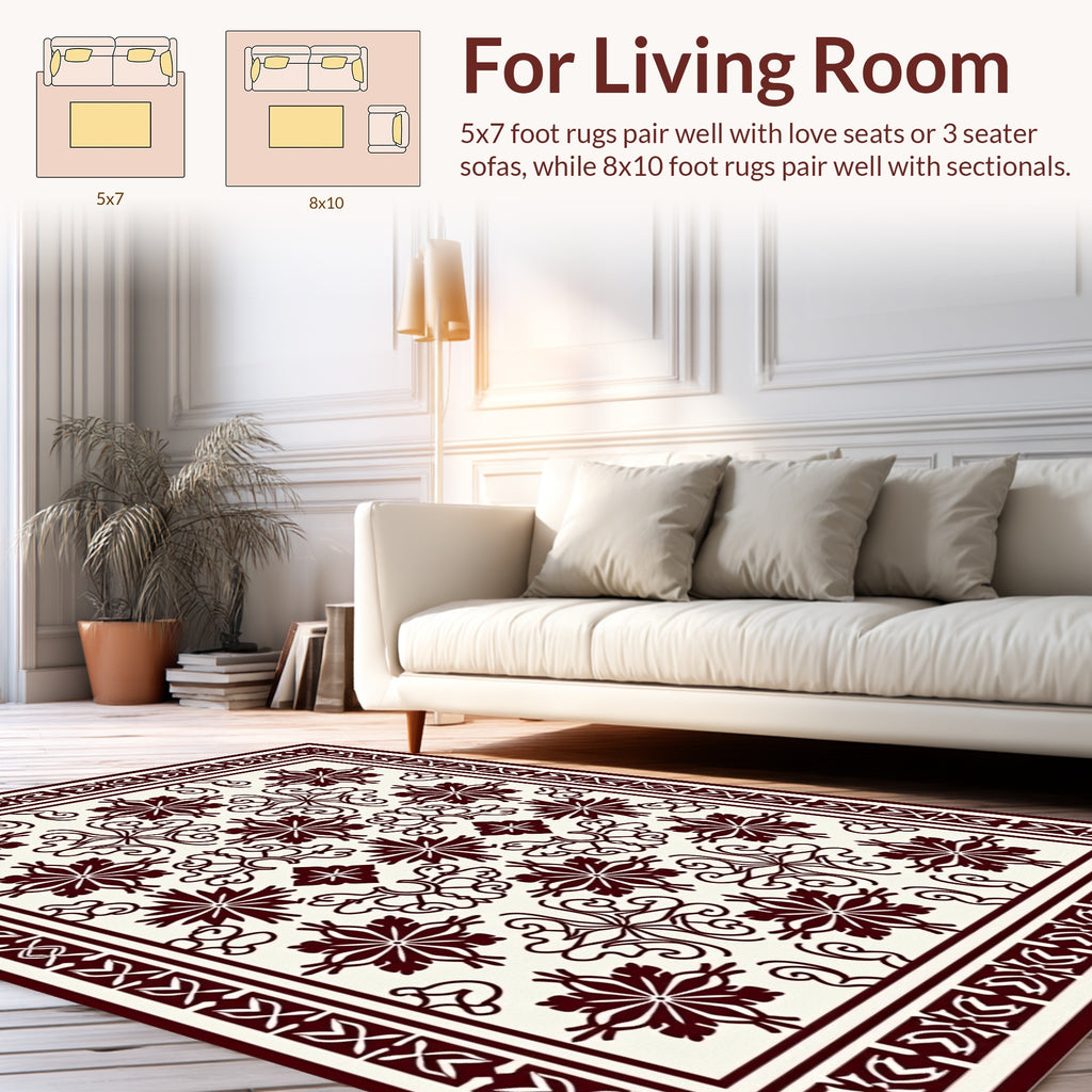 Classic Floral Motif Geometric Design Rug