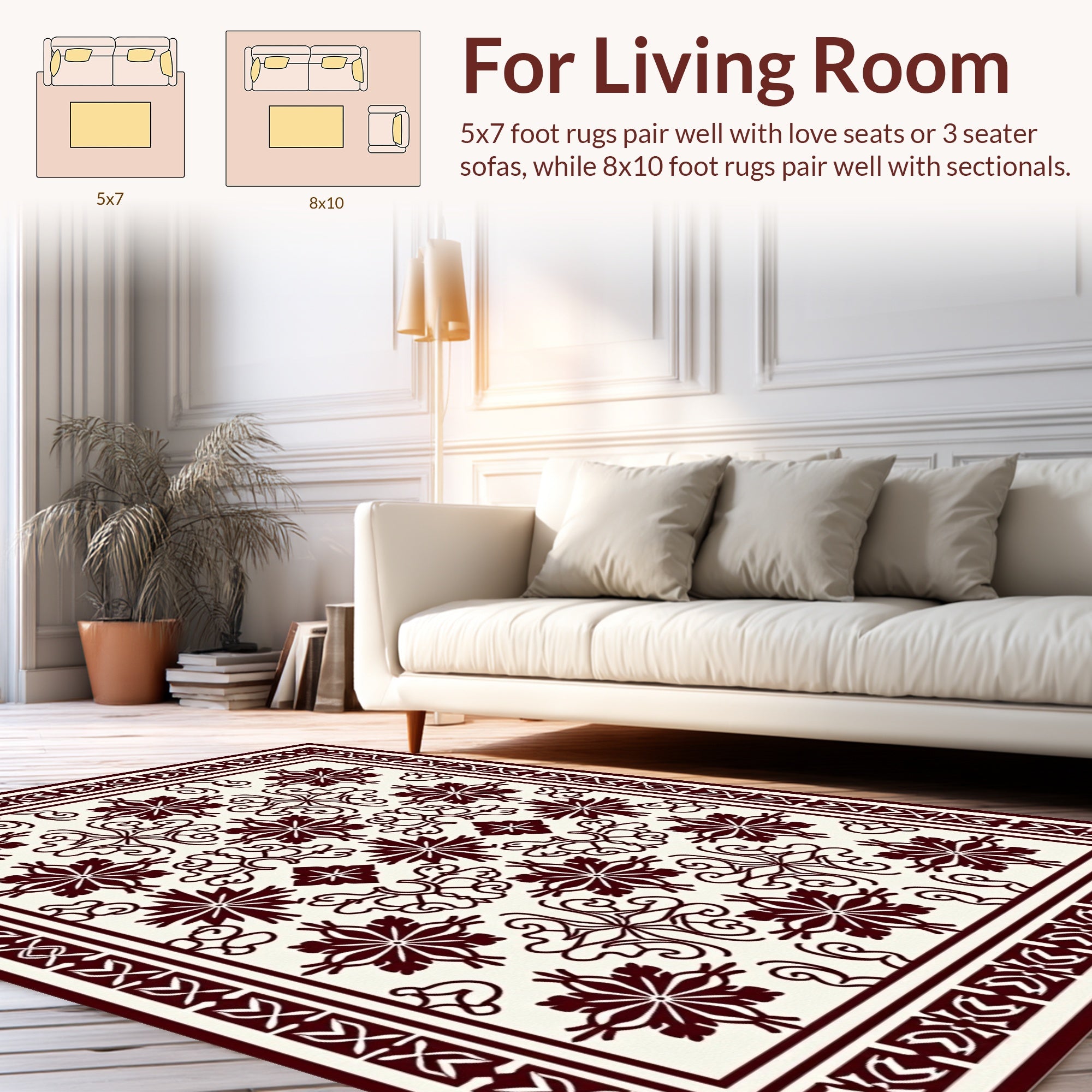 Classic Floral Motif Geometric Design Rug