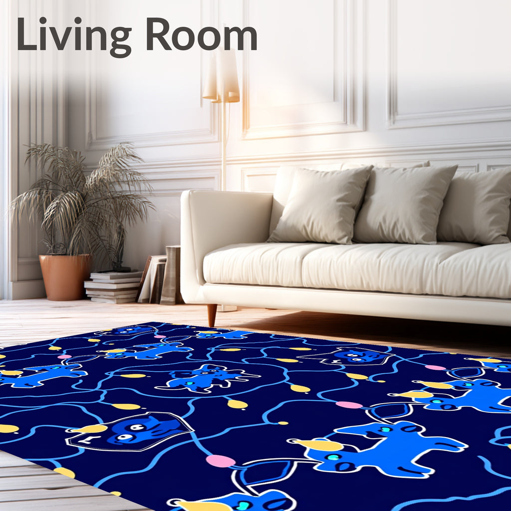 Blue Dog Light Pattern Design Rug