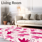 Whimsical Pink Figural Pattern Rug