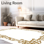 Ornate Golden Swirl Flourish Frame Rug