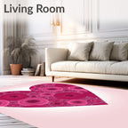 Pink Floral Heart Pattern Design Rug