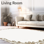 Antique Floral Border Damask Pattern Rug