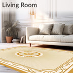 Golden Sunburst Medallion Pattern Rug